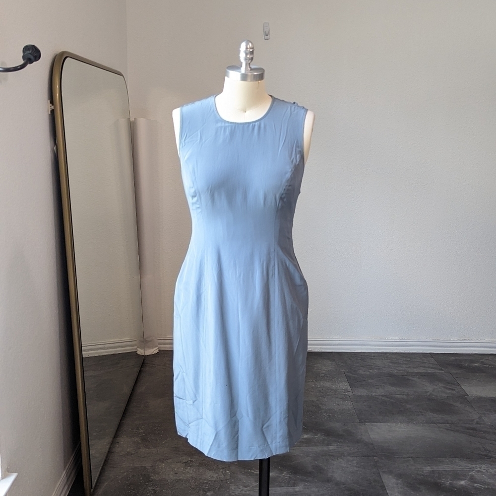 NEW Tanya Taylor Calle Silk Lattice Dress Blue 6 preppy cocktail wedding party